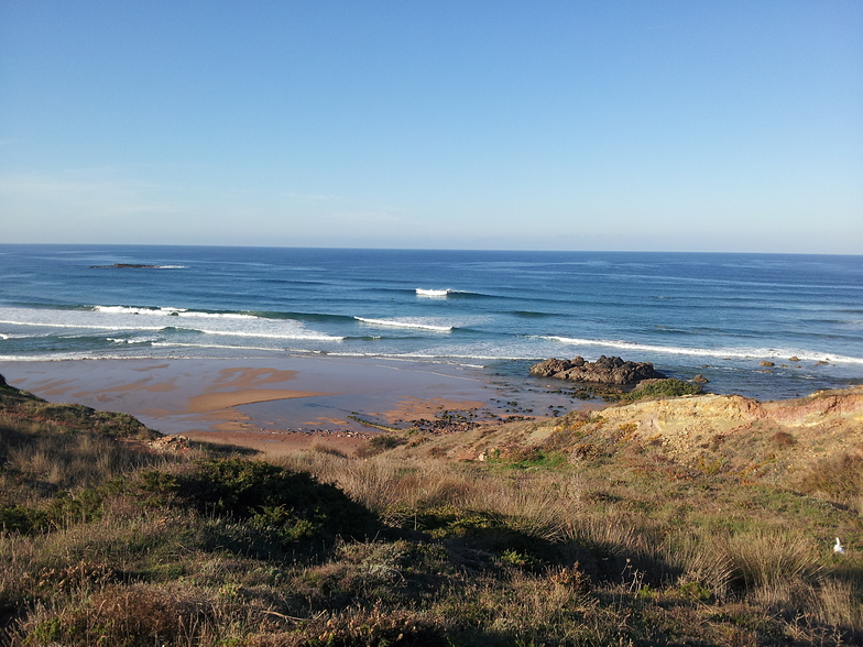 marea super baja, Praia do Amado