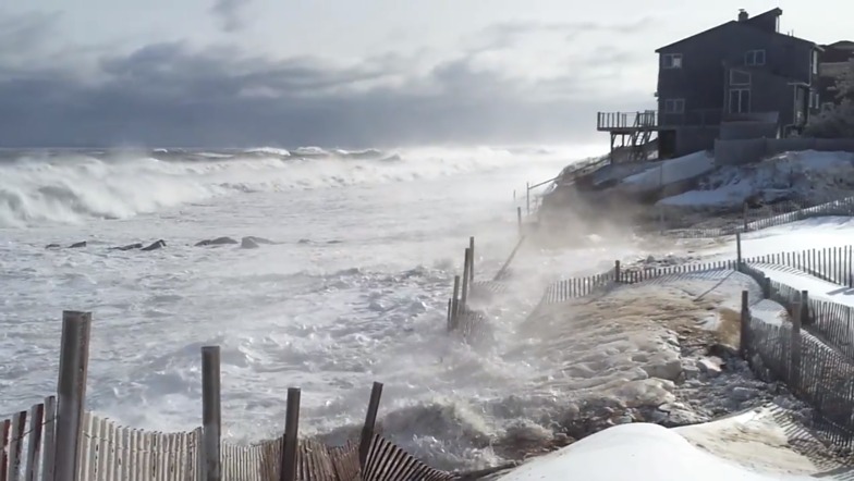 Waves breach Fordham Way, Plum Island