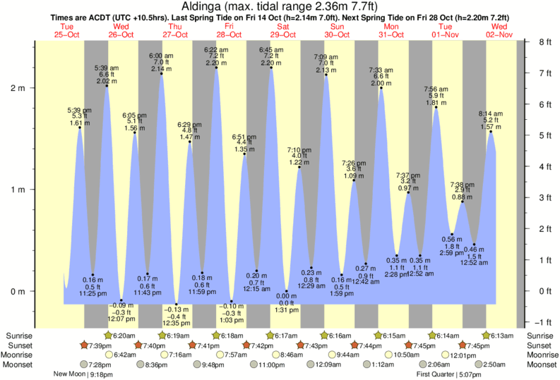 tide graph for Aldinga near Maslin Beach surf break