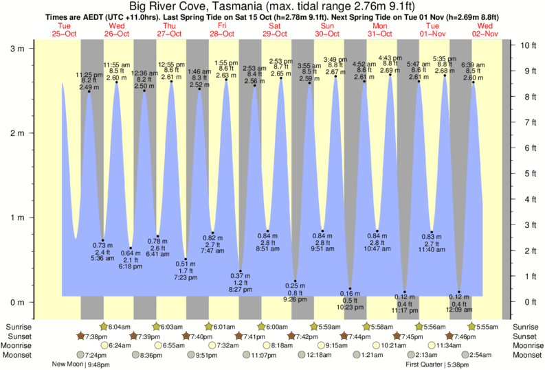 tide graph for Big River Cove, Tasmania near Flinders Island - Trousers Point surf break