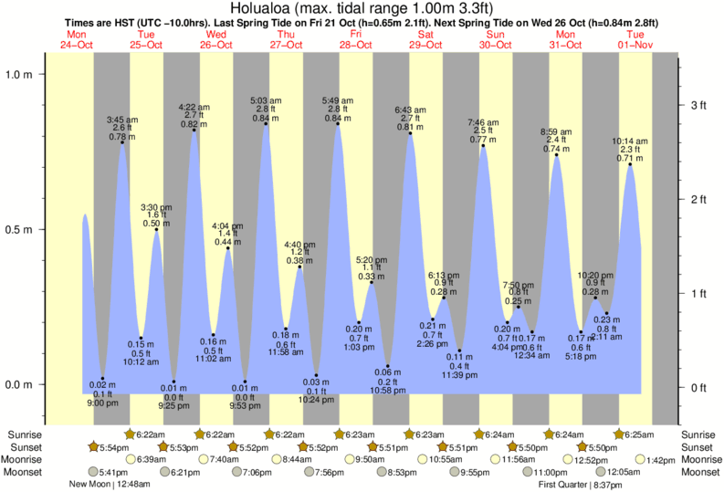 tide graph for Holualoa near Kahalu'u Beach Park surf break