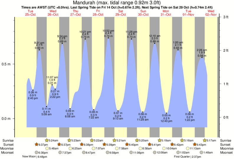 tide graph for Mandurah near Singleton surf break