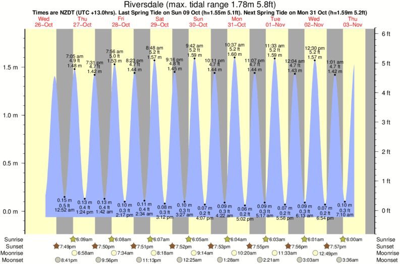 tide graph for Riversdale surf break