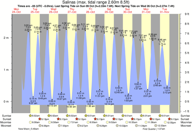 tide graph for Salinas near Dead Point surf break