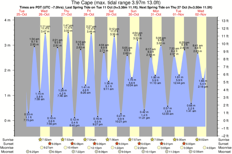 The Cape Tide Times & Tide Charts